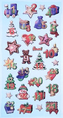Softy Stickers Zahlen Advent, bunt